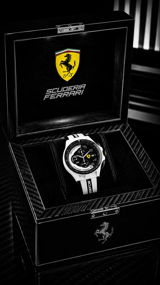 Scuderia Ferrari Corsa Chronograph Tachymeter Watch - White Edition