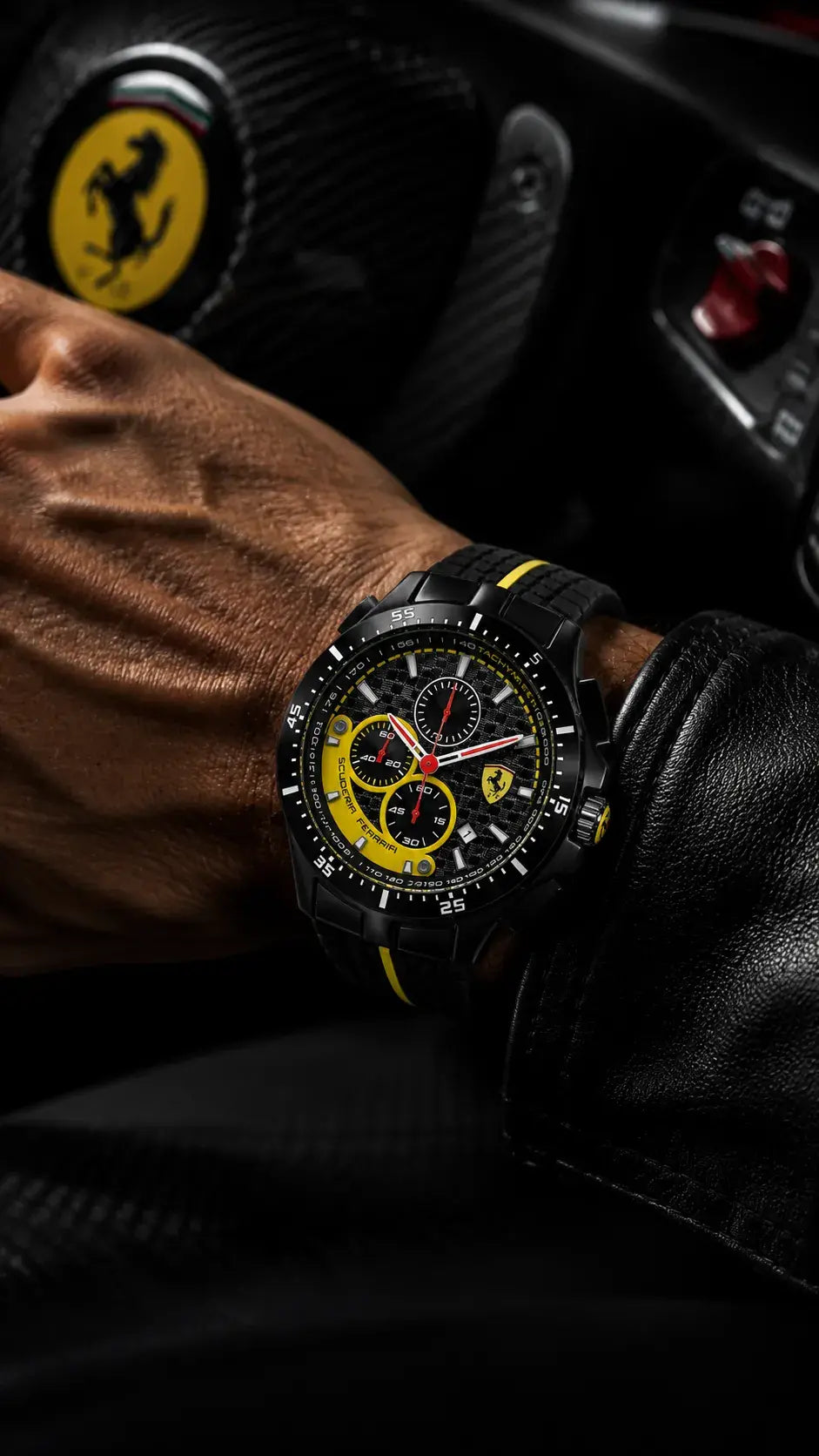 Scuderia Ferrari Corsa Chronograph Tachymeter Watch - Black / Yellow
