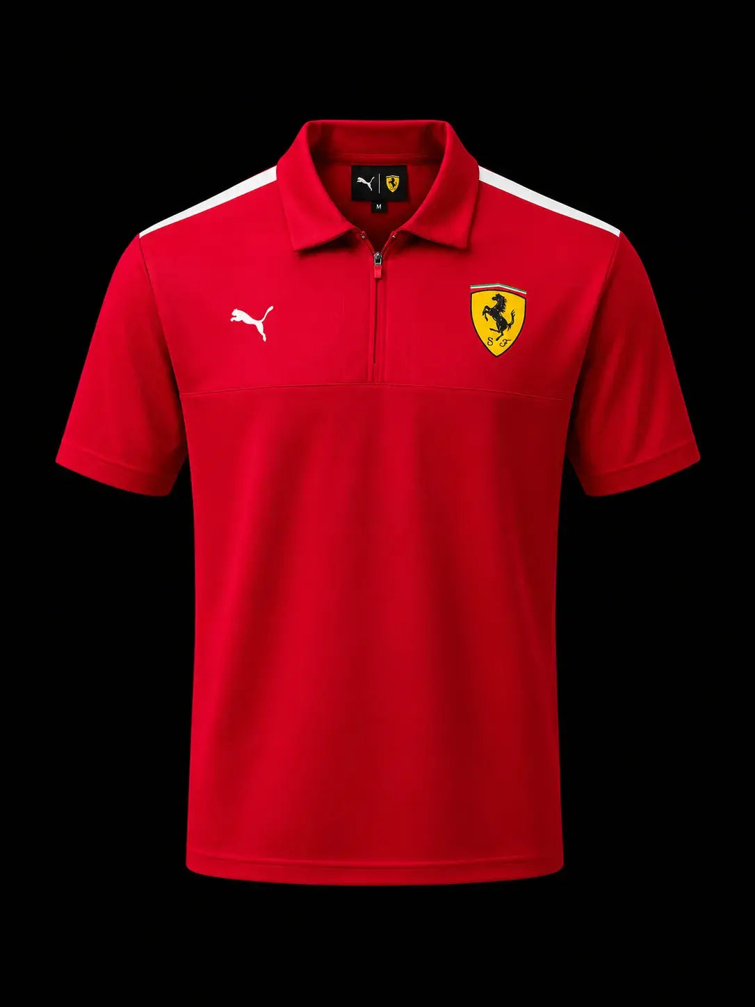 Ferrari Heritage Quarter-Zip Polo Red