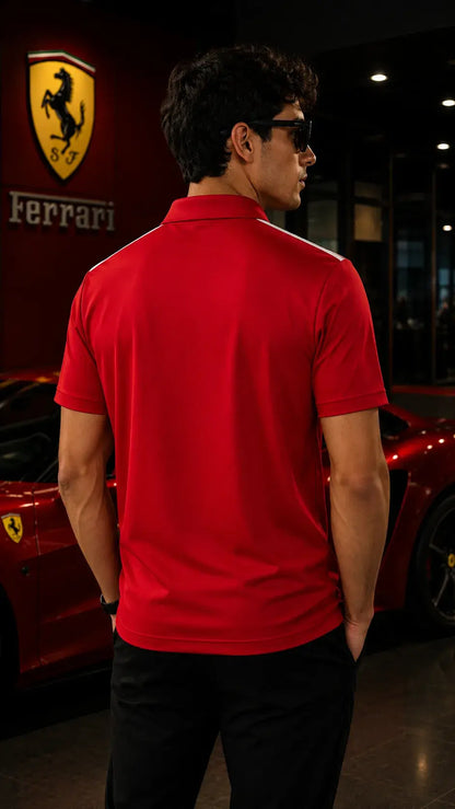 Ferrari Heritage Quarter-Zip Polo Red
