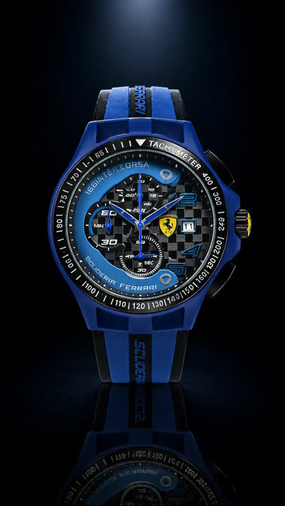Scuderia Ferrari Corsa Chronograph Tachymeter Watch - Blue Edition
