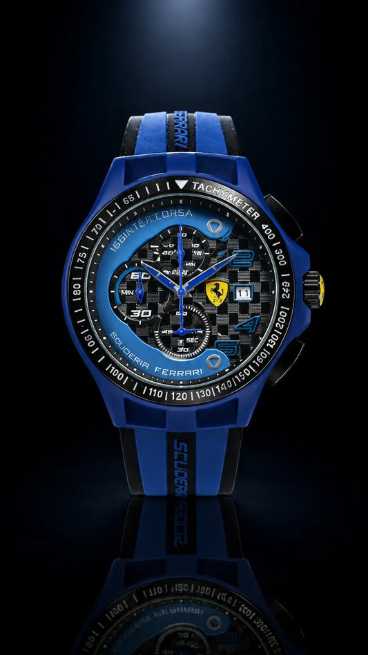 Scuderia Ferrari Corsa Chronograph Tachymeter Watch - Blue Edition