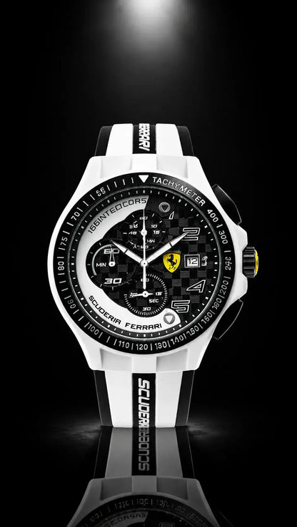 Scuderia Ferrari Corsa Chronograph Tachymeter Watch - White Edition
