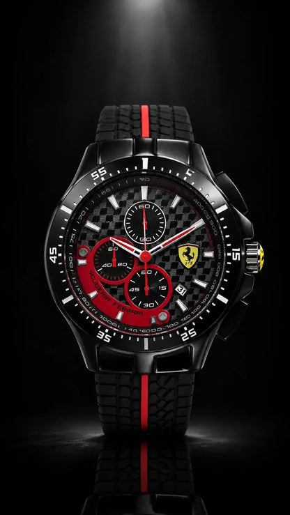Scuderia Ferrari Corsa Chronograph Tachymeter Watch - Black / Red