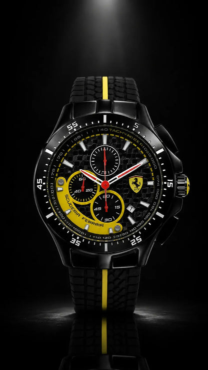 Scuderia Ferrari Corsa Chronograph Tachymeter Watch - Black / Yellow