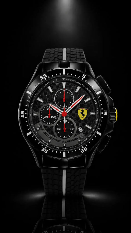 Scuderia Ferrari Corsa Chronograph Tachymeter Watch - Black / White