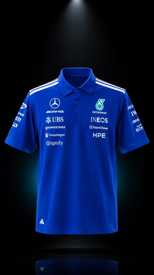 Mercedes-AMG Petronas F1 Team 2026 Team Polo Shirt - Blue
