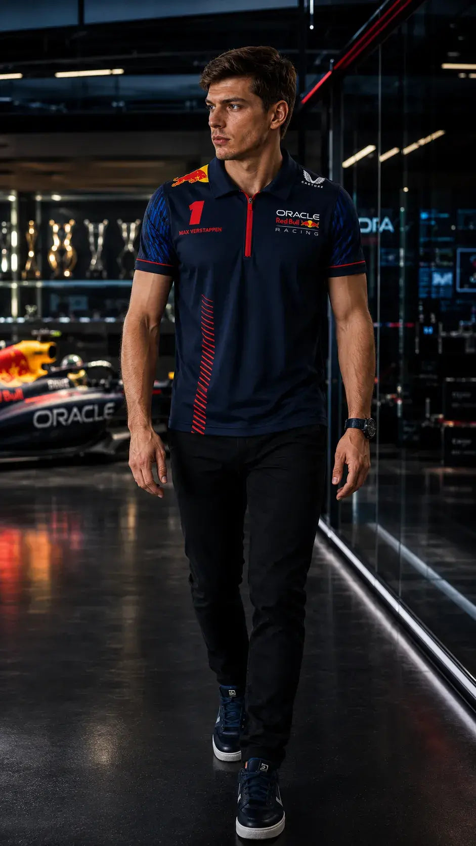 Oracle Red Bull Racing 2026 Max Verstappen #1 Team Zip Polo Shirt