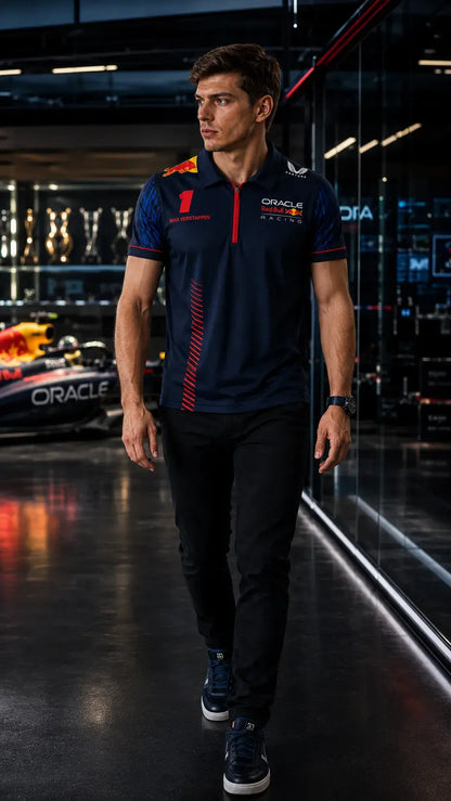 Oracle Red Bull Racing 2026 Max Verstappen #1 Team Zip Polo Shirt